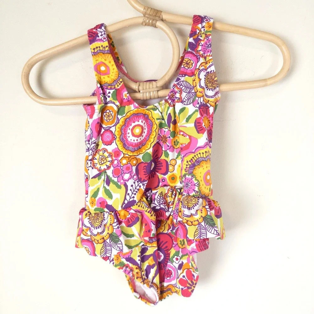 Vera Bradley Floral One Piece Swimsuit Baby Girls 3-6M Multicolor‎ Ruffle